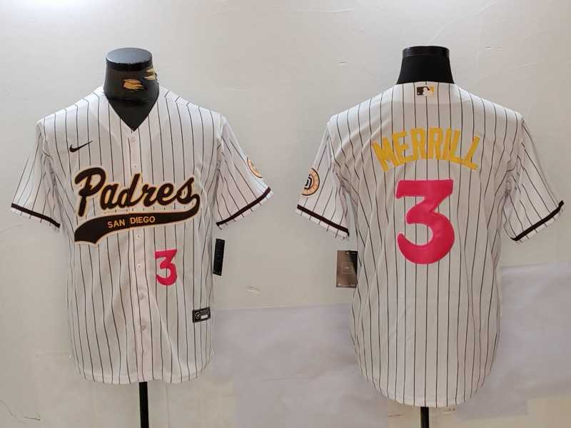 Men%27s San Diego Padres #3 Jackson Merrill white Cool Base Stitched Baseball Jerseys->san diego padres->MLB Jersey